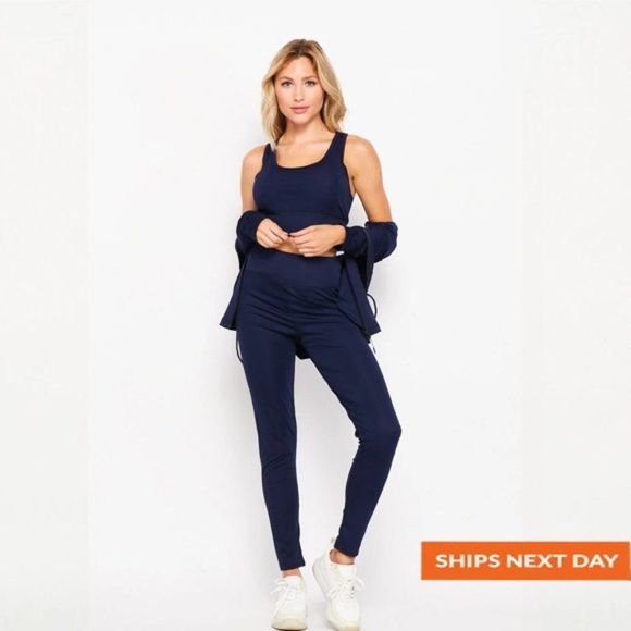 Cloud Soft Zip Hooded Jacket 3 Piece Sport Set - Three Piece Set - Athleisure - Picture 4 of 4